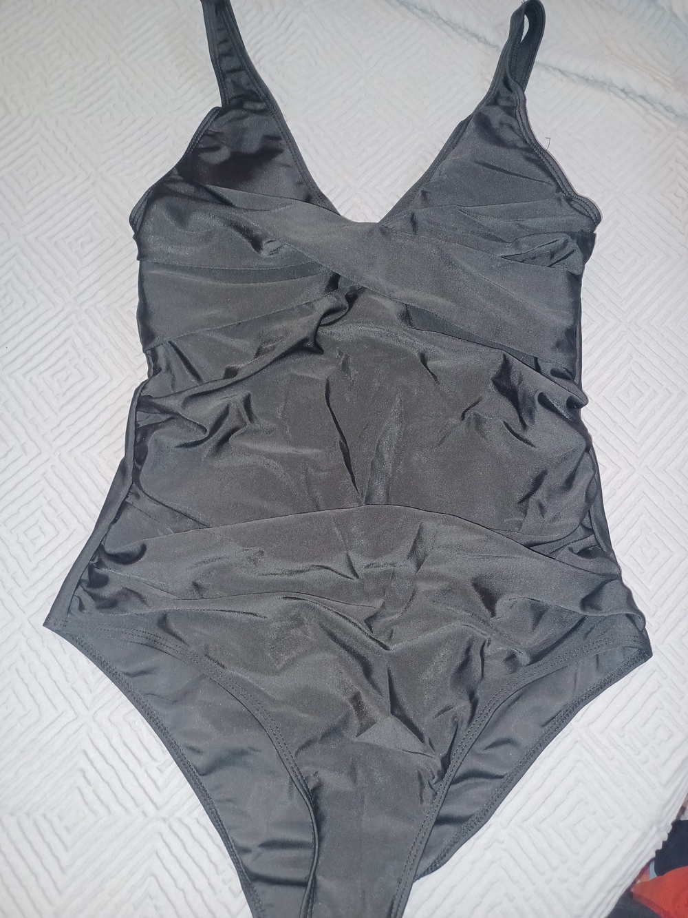 Classic Black One-Piece Swimsuit - Sleek V-Neck Design